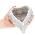 Decorative heart-shaped bowl, grey; small heart-shaped planter, 19cm | Floristik24.ie