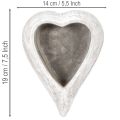 Decorative heart-shaped bowl, grey; small heart-shaped planter, 19cm | Floristik24.ie