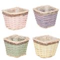 Square plant basket with foil, decorative planter, 14cm, 4 pieces | Floristik24.ie