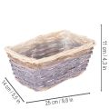 Rectangular plant basket with foil, decorative basket, planter, 25cm, 4 pieces | Floristik24.ie
