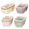 Rectangular plant basket with foil, decorative basket, planter, 25cm, 4 pieces | Floristik24.ie