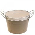 Planter metal decorative bowl brown/pink handle Ø20.5cm 2pcs