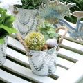 Floristik24 Plant pot with handles, decorative bowl with flower pattern, metal vessel Ø14.5cm