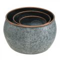 Floristik24 Decorative pot, planter bowl, metal vessel silver, copper-colored antique look H22 / 20.5 / 16.5cm Ø39 / 30.5 / 25cm set of 3