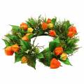 Artificial Physalis Wreath, Orange and Green, Ø28cm, Autumn Decoration | Floristik24.ie