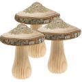 Floristik24 Wooden mushroom bark and glitter deco mushrooms wood H11cm 3pcs