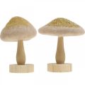 Floristik24 Deco mushroom wood, felt with glitter table decoration Advent H11cm 4pcs