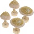 Floristik24 Deco mushroom wood, felt with glitter table decoration Advent H11cm 4pcs