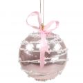 Floristik24 Christmas ball pink with bow Ø8cm 2pcs
