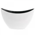 Floristik24 Decorative bowl, oval, white, black, plastic planting boat, 24cm