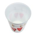 Floristik24 Plastic pot cream with hearts Ø12cm H13.5cm 1p