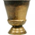 Vintage planter metal goblet vase brass Ø14cm H17cm | Floristik24.ie