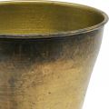 Vintage planter metal goblet vase brass Ø14cm H17cm | Floristik24.ie