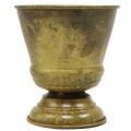 Vintage planter metal cup vase brass Ø11.5cm H13.5cm | Floristik24.ie