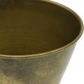 Vintage planter metal cup vase brass Ø11.5cm H13.5cm | Floristik24.ie