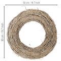 Decorative wreath, rattan branches, white washed, for creative design, 50cm | Floristik24.ie