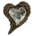 Floristik24 Vine plant heart, decorative heart made of wood and wire, DIY gift idea, garden table decoration, wall decoration, heart shape, set of 3 pieces, 30x20x6cm
