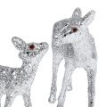 Floristik24 Deer with fawn 10cm silver with mica