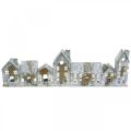 Floristik24 Light-up houses, window decorations, silver light houses, antique-look metal lantern, L67.5cm H20cm