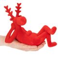 Decorative red reindeer figurine, lying down, modern design, 24cm, 2 pieces | Floristik24.ie