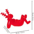 Decorative red reindeer figurine, lying down, modern design, 24cm, 2 pieces | Floristik24.ie