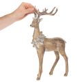 Decorative figurine of a standing deer with antlers and pine cones, 41cm | Floristik24.ie