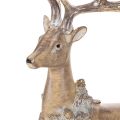 Decorative figurine of a standing deer with antlers and pine cones, 41cm | Floristik24.ie