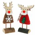 Floristik24 Reindeer and moose with Christmas jumper brown/red H14.5/13.5cm 6pcs