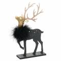 Floristik24 Reindeer with feathers and glitter black, golden 29 × 18cm 2pcs