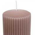 Floristik24 Pillar candles antique pink grooved candle 70/130mm 4pcs