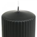 Floristik24 Pillar candles black grooved candle 70/130mm 4pcs