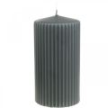 Floristik24 Pillar candles anthracite grooved candle 70/130mm 4pcs