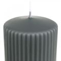 Floristik24 Pillar candles anthracite grooved candle 70/90mm 4pcs