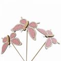 Floristik24 Pink butterfly deco sticks wood 7.5cm 28cm 12pcs