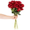 Artificial rose with long stem, red artificial flower, 62cm, 12 pieces | Floristik24.ie