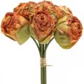 Floristik24 Rose bunch, silk flowers, artificial roses orange, antique look L23cm 8pcs