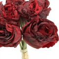 Floristik24 Artificial roses red, silk flowers, bunch of roses L23cm 8pcs