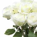 Floristik24 Decorative rose silk flowers in a bunch cream 36cm 8pcs