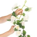 Artificial rose garland with white flowers for decoration, 170cm | Floristik24.ie