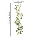 Artificial rose garland with white flowers for decoration, 170cm | Floristik24.ie