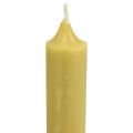 Floristik24 Rustic candles Tall candlesticks colored yellow 350/28mm 4pcs