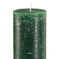 Solid-colored candles Rustic green taper candle for atmospheric lighting and festive decoration 300mm Ø50mm 4 pcs | Floristik24.ie