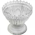 Decorative cup metal decorative bowl white with crown rim H15cm