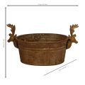 Decorative bowl, reindeer head, oval, rust-colored, rustic, 41cm | Floristik24.ie