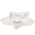 Floristik24 Ceramic star candle holder, white, for taper candles, 12cm, 2 pieces