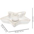 Ceramic star candle holder, white, for taper candles, 12cm, 2 pieces | Floristik24.ie