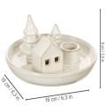 Decorative ceramic candle holder with house and trees, 16 cm | Floristik24.ie