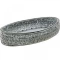 Decorative bowl metal pattern gray oval L36cm/33.5cm set of 2