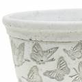 Floristik24 Plant pot bowl white with butterflies 17cm x 12cm H8cm 2pcs