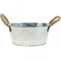 Floristik24 Decorative bowl silver with handles metal plant bowl plant pot Ø21cm
